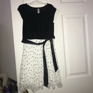 Soft velvet dress with fun polkadot skirt